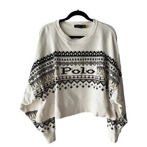 Polo Ralph Lauren Oversized Crop 100% Cotton Sweatshirt Top Size XL